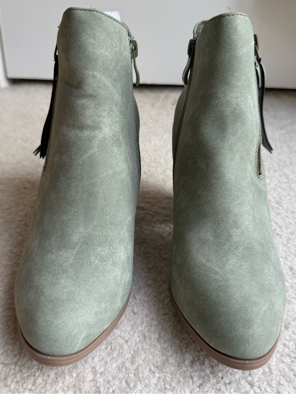 Journee Collection Sage Green Suede Ankle Booties